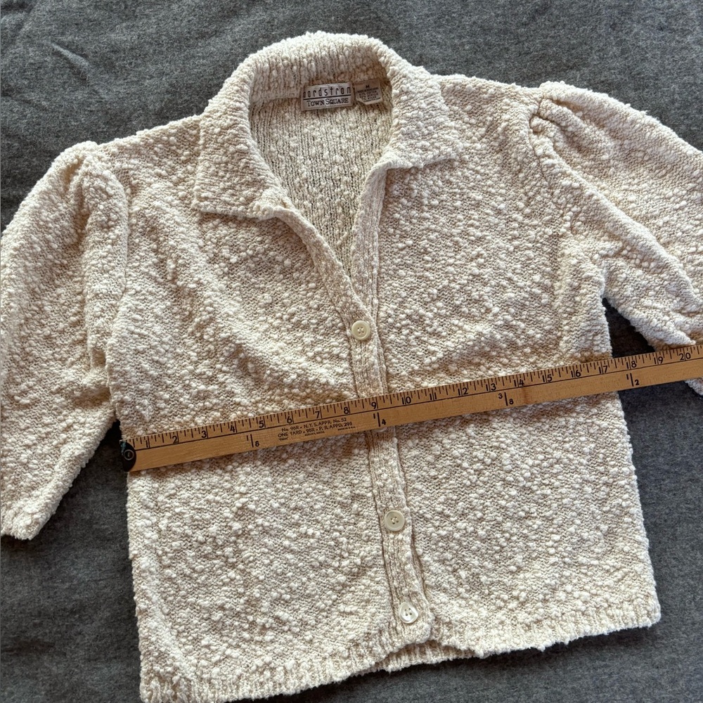 Vintage 80’s Cotton Boucle Cardigan - Picture 3 of 5